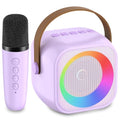 Mini Karaoke Machine with 2 Wireless Microphone & LED Lights Y4876