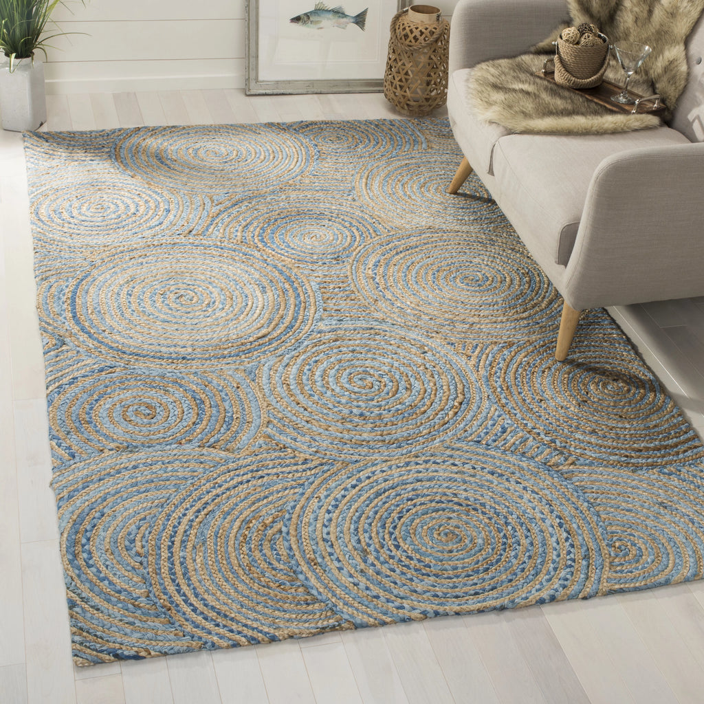 Natural Blue Jute Area Rug 4' x 6' H740