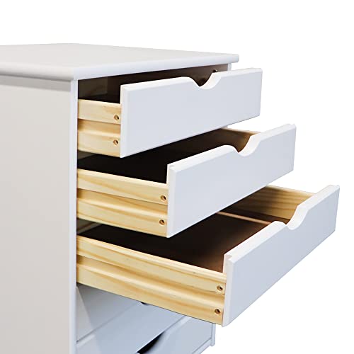 White Solid Wood 6 Drawer Roll Cart R6135
