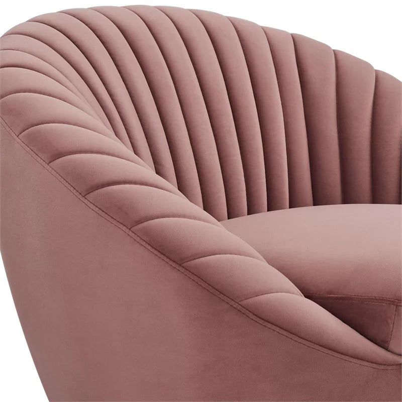 Pink Velvet Swivel Accent Chair Y907947