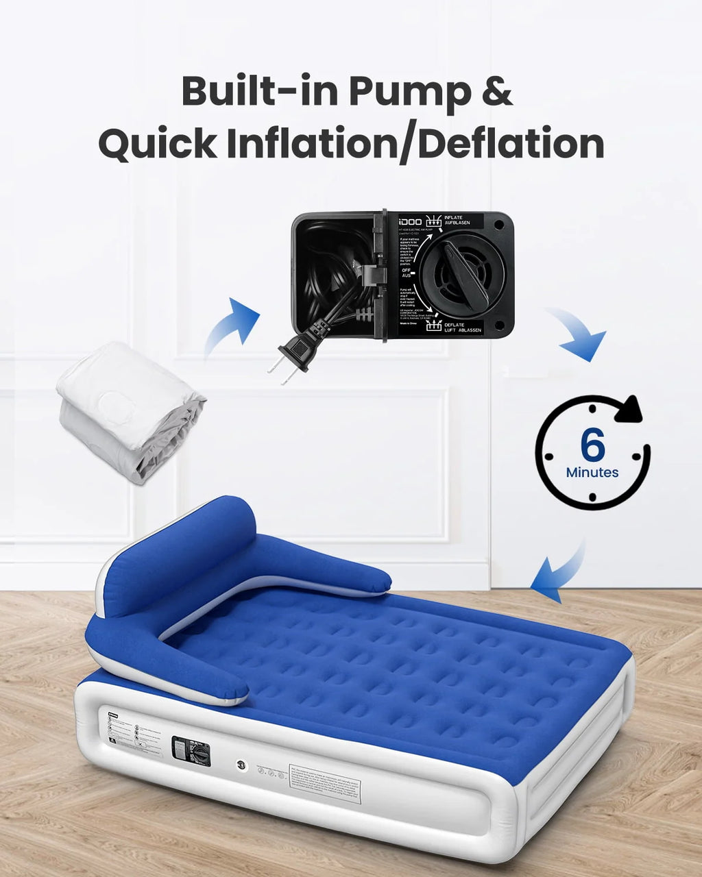 Queen Air Mattress with Built-in Pump T365254