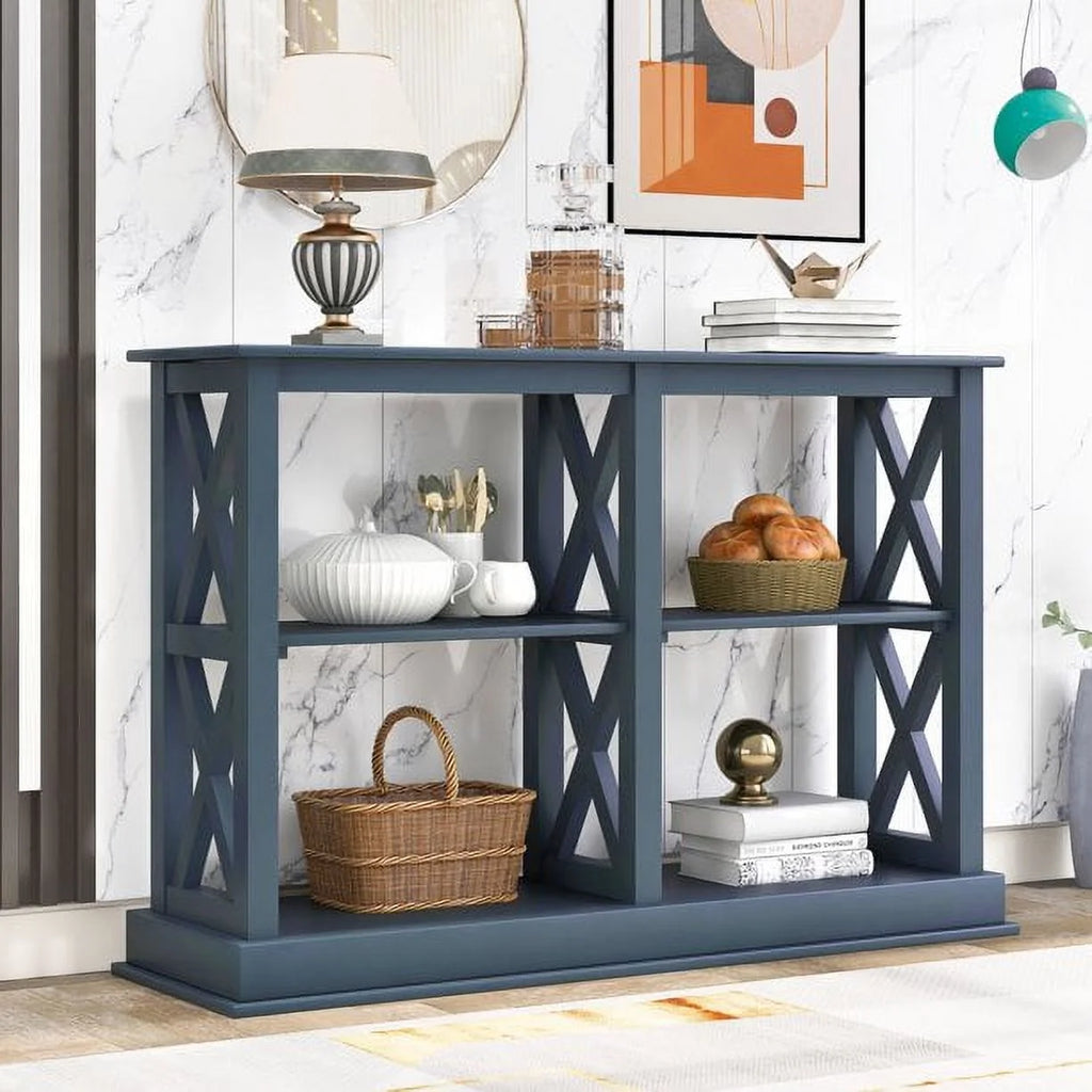 Navy Blue 3-Tier Console Table Y60919