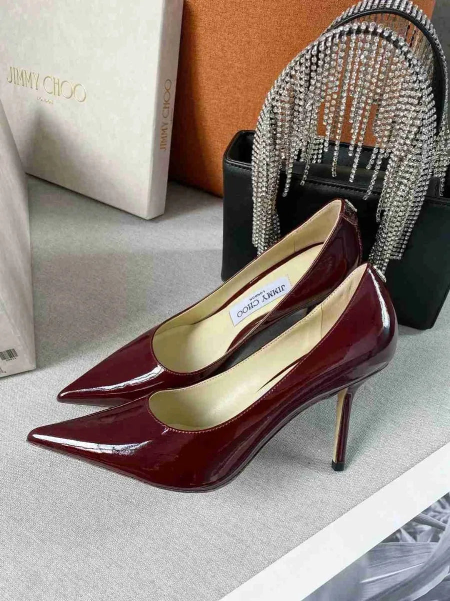 Burgundy Calf Leather Pumps F2156
