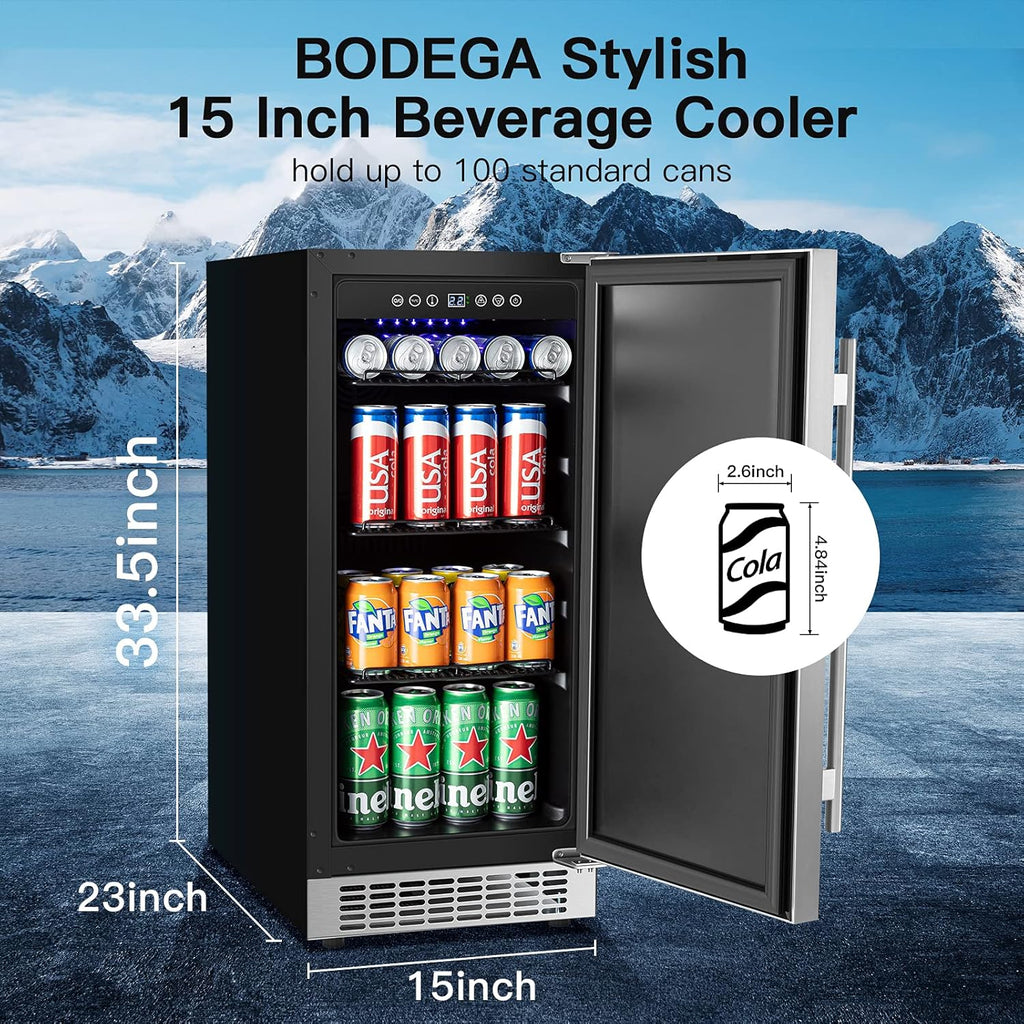 15 Inch 100 Cans Stainless Steel Beverage Cooler R163