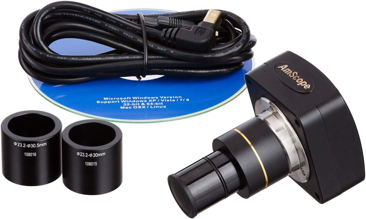 Binocular Compound Microscope, 40X-2500X Magnification, LED Illumination, Abbe Condenser, Two-Layer Mechanical Stage, 1.3MP Camera A9033