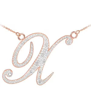 18" Rose Gold Diamond Initial Necklace J5274