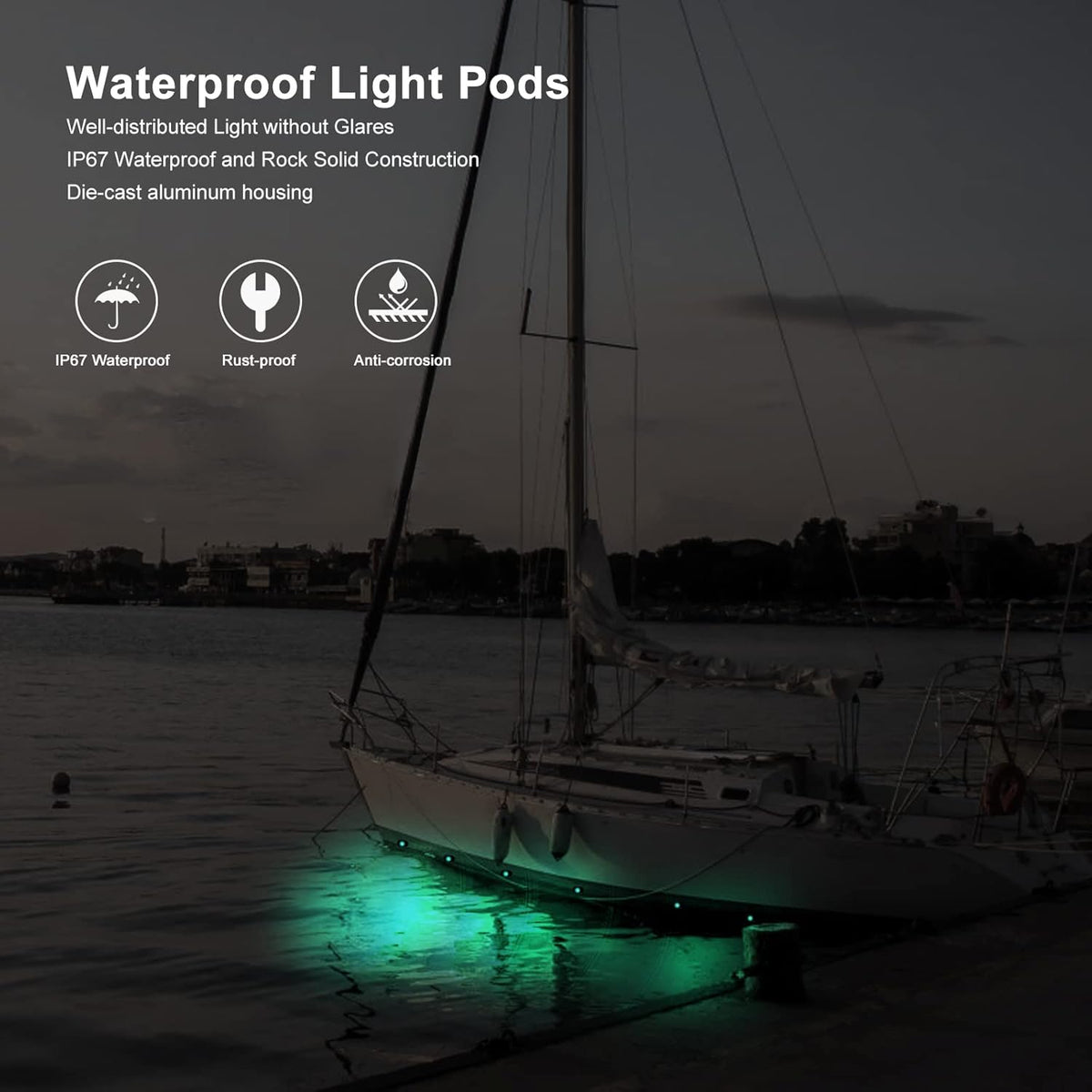 RGB LED Rock Lights 4 Pods Car Neon Underglow Kit Wheel Well Light Multicolor Waterproof Pack of 2 E2220