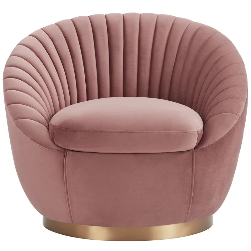 Pink Velvet Swivel Accent Chair Y907947