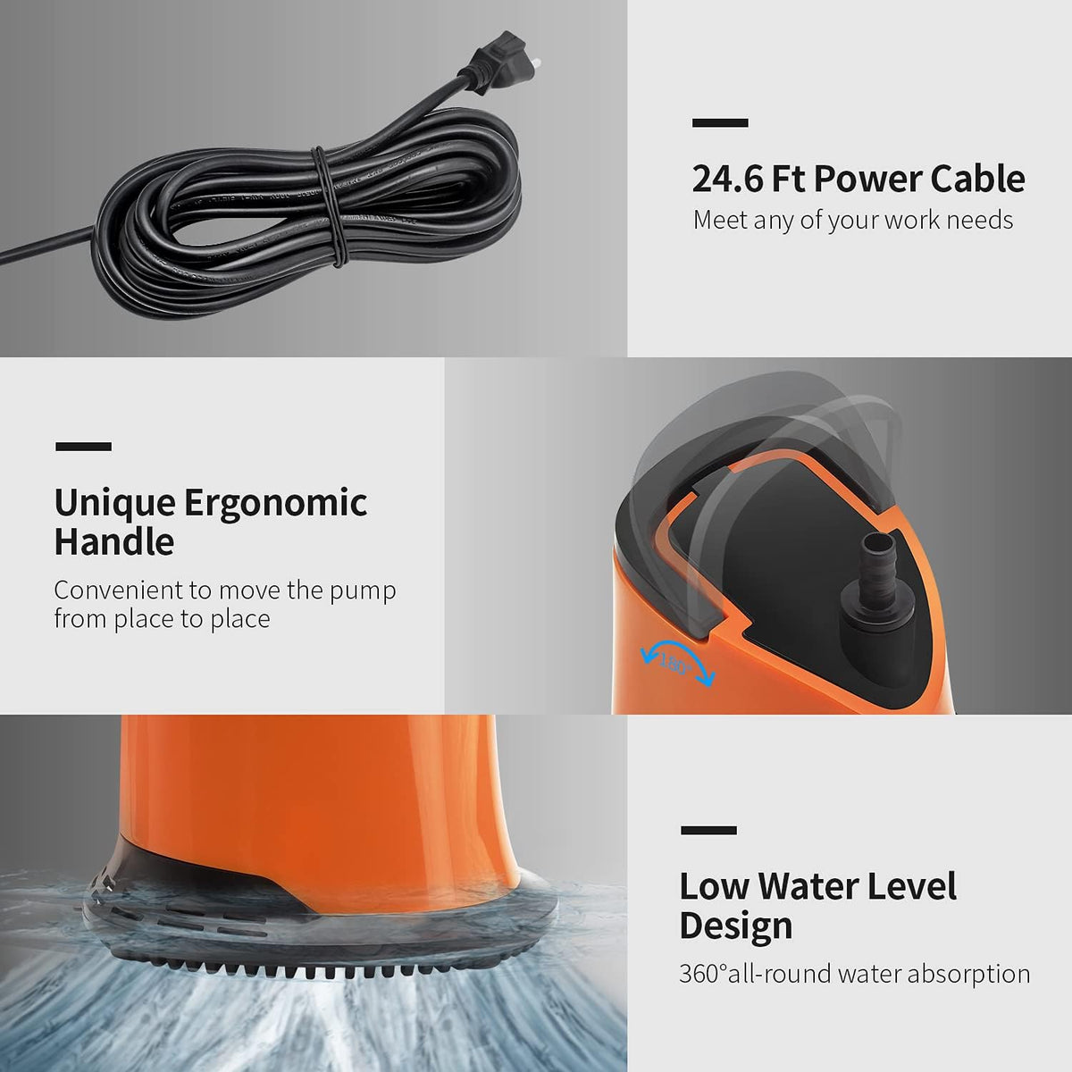 1100 GPH Submersible Water Pump with Adjustable Bottom Filter, Pack of 2 R818599