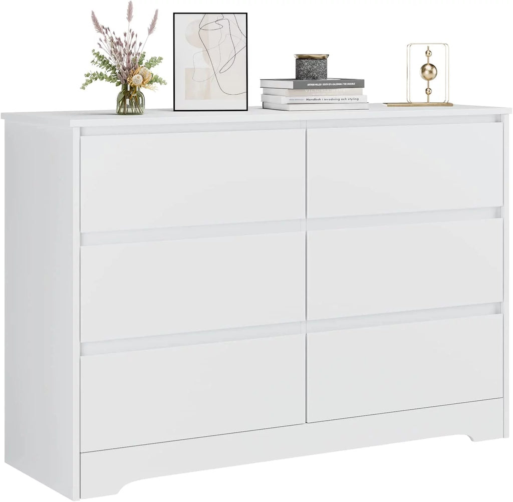 White 6 Drawer Double Dresser U48470