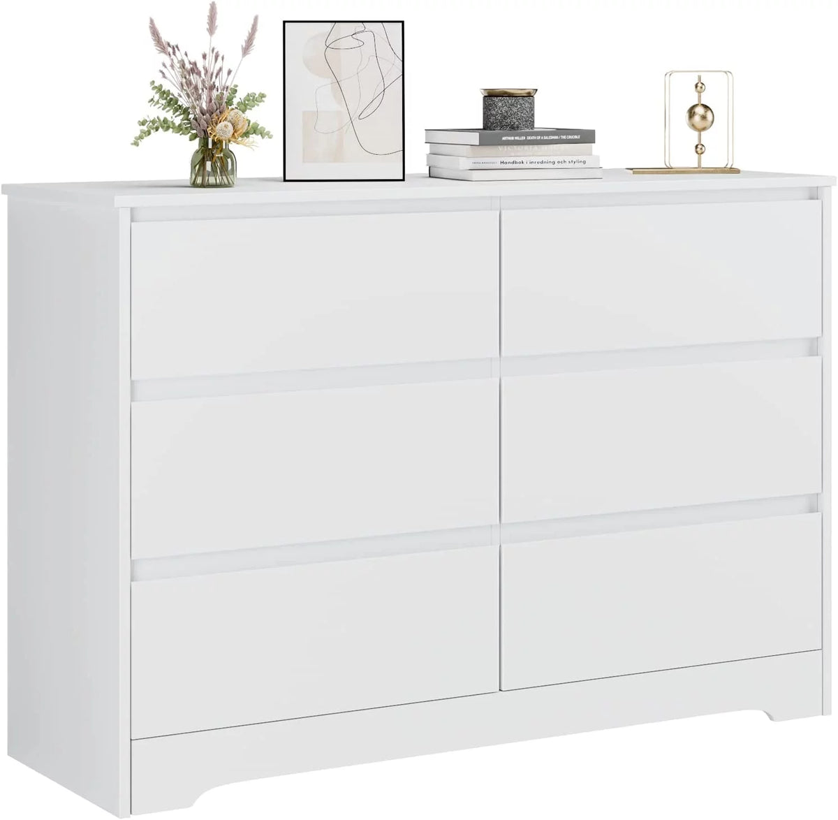 White 6 Drawer Double Dresser U48470