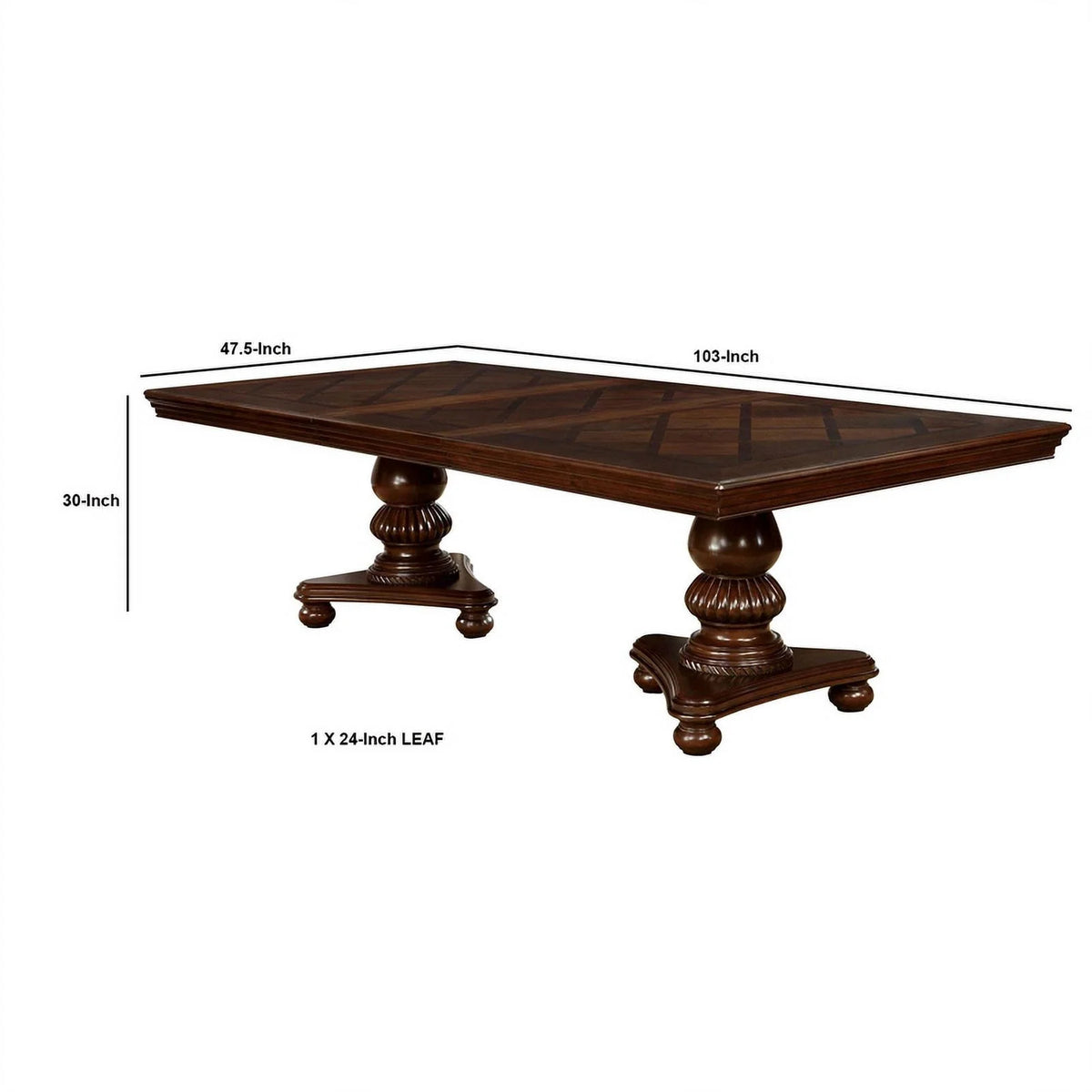 Wooden Extendable Dining Table with Double Pedestal Base T5574