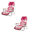 Light Aluminum Multi-Position Reclining Beach Chair, Pink 2 Pack Q67558