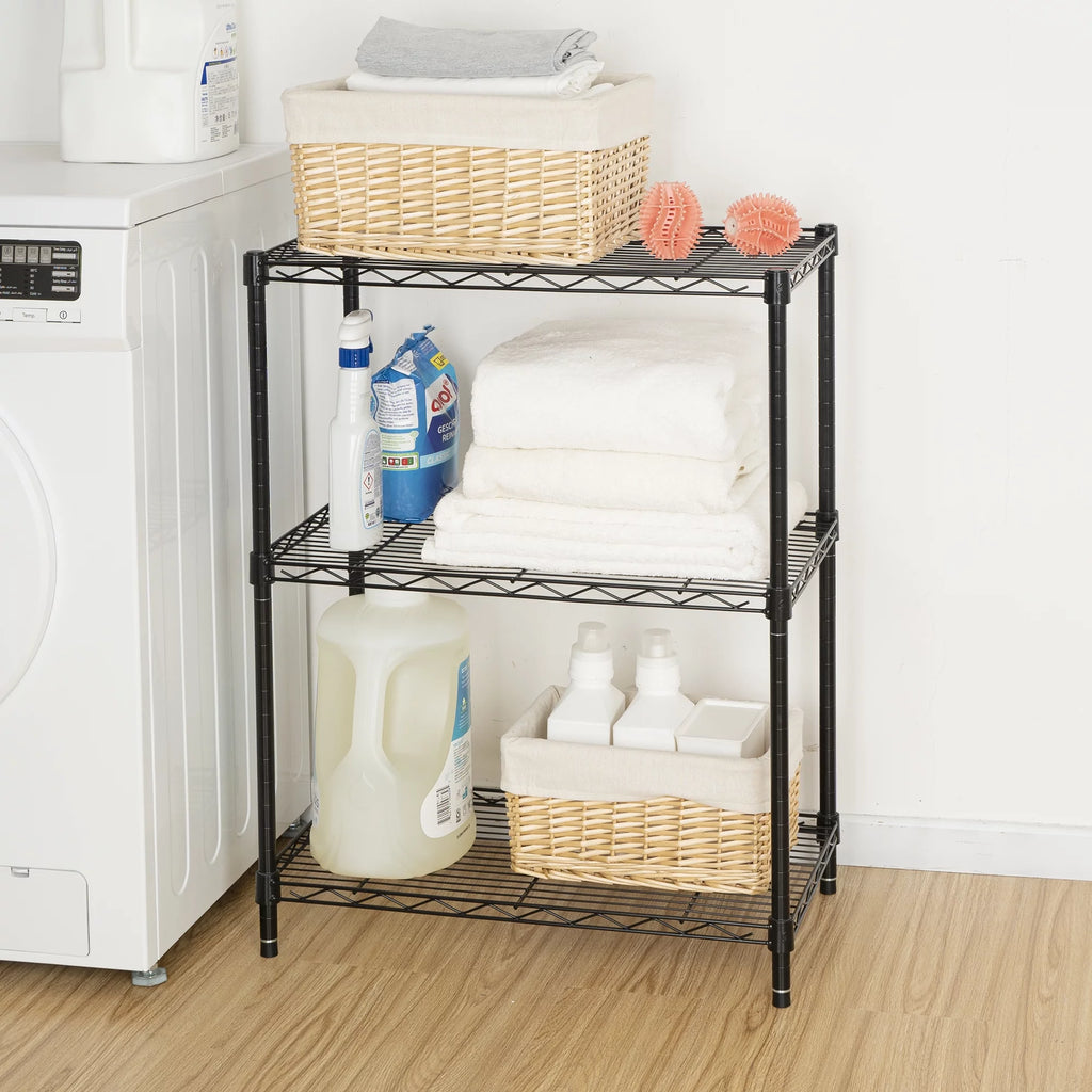 Steel 3-Tier Storage Shelf Unit Black H634107