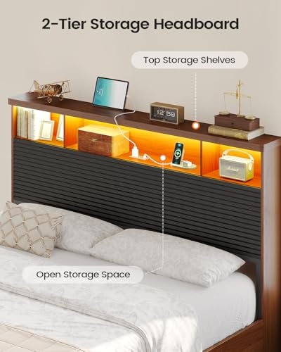 Full Size Wood Bed Frame with 4 Storage Drawers B79234