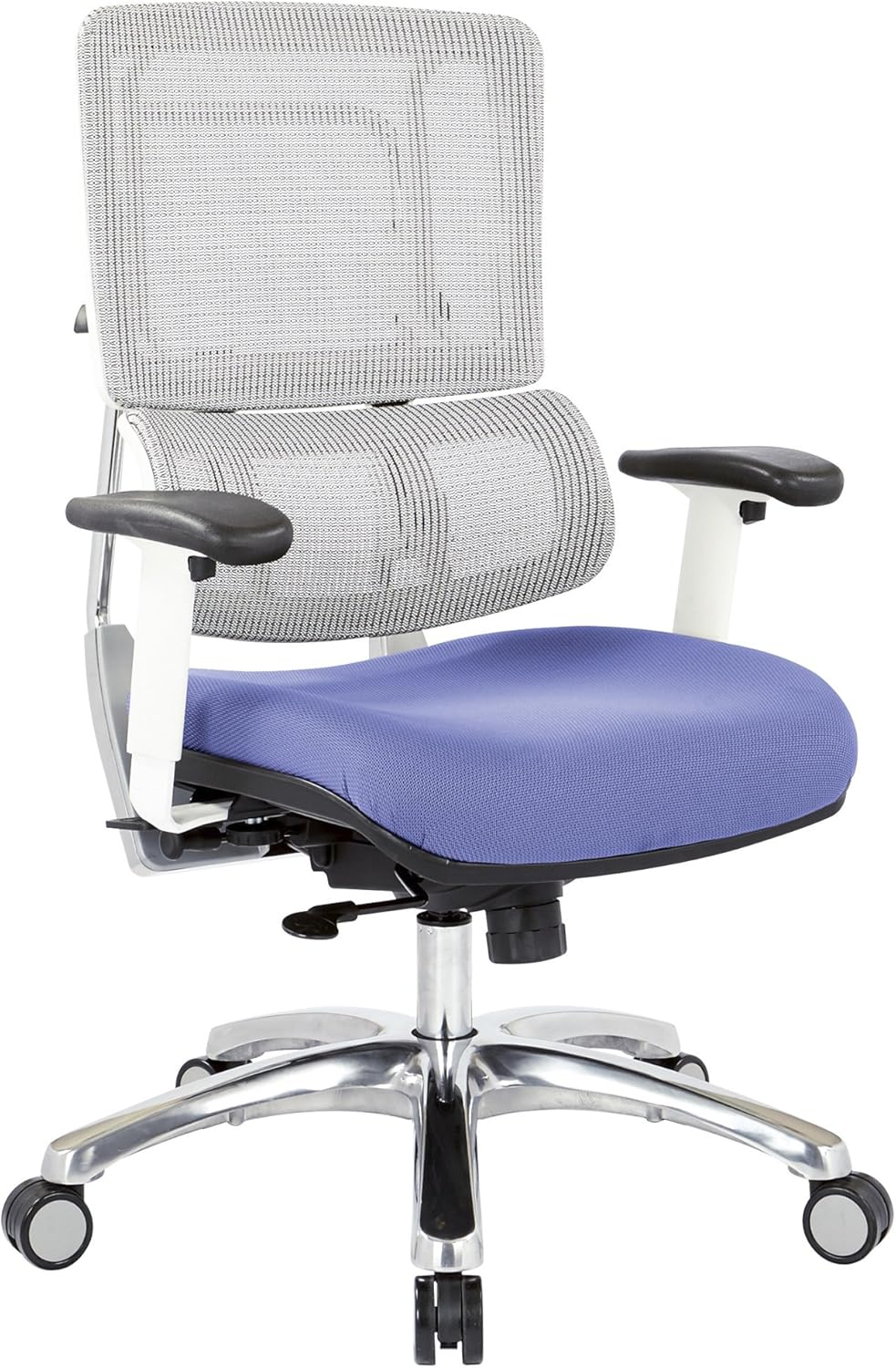 White Vertical Mesh Back and Padded Steel Mesh Seat Managers Chair with Adjustable Arms W786