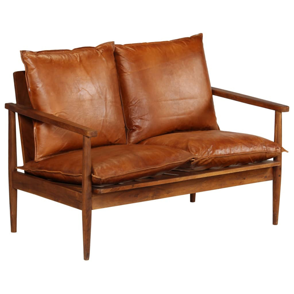 Brown Real Leather 2-Seater Sofa H4517