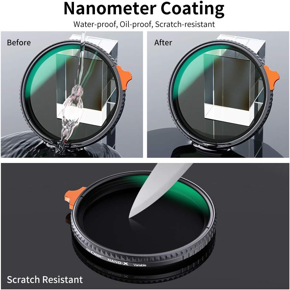 55mm Variable ND Filter ND2-ND400 Multi-Layer Coatings AGC Glass K338