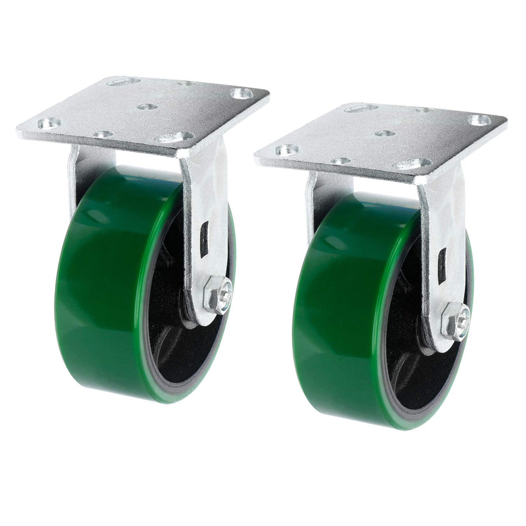 4 Quantity Heavy Duty Swivel w/Brake Rigid Polyurethane Mold on Steel Wheel Caster X456353