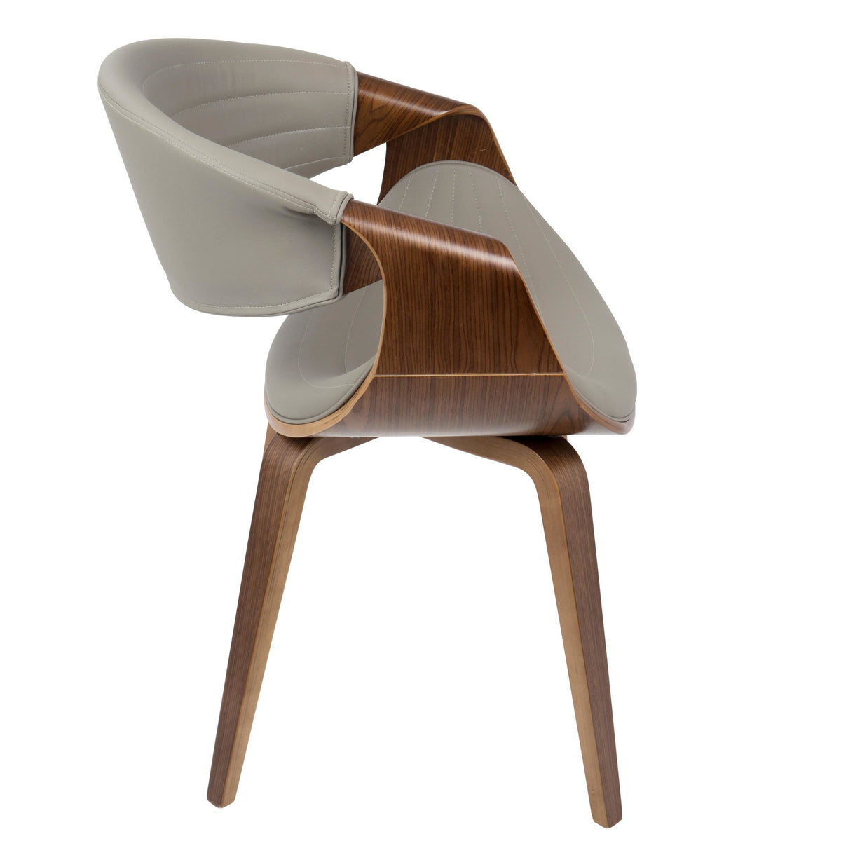 Walnut Wood and Grey Faux Leather Dining Chair X367