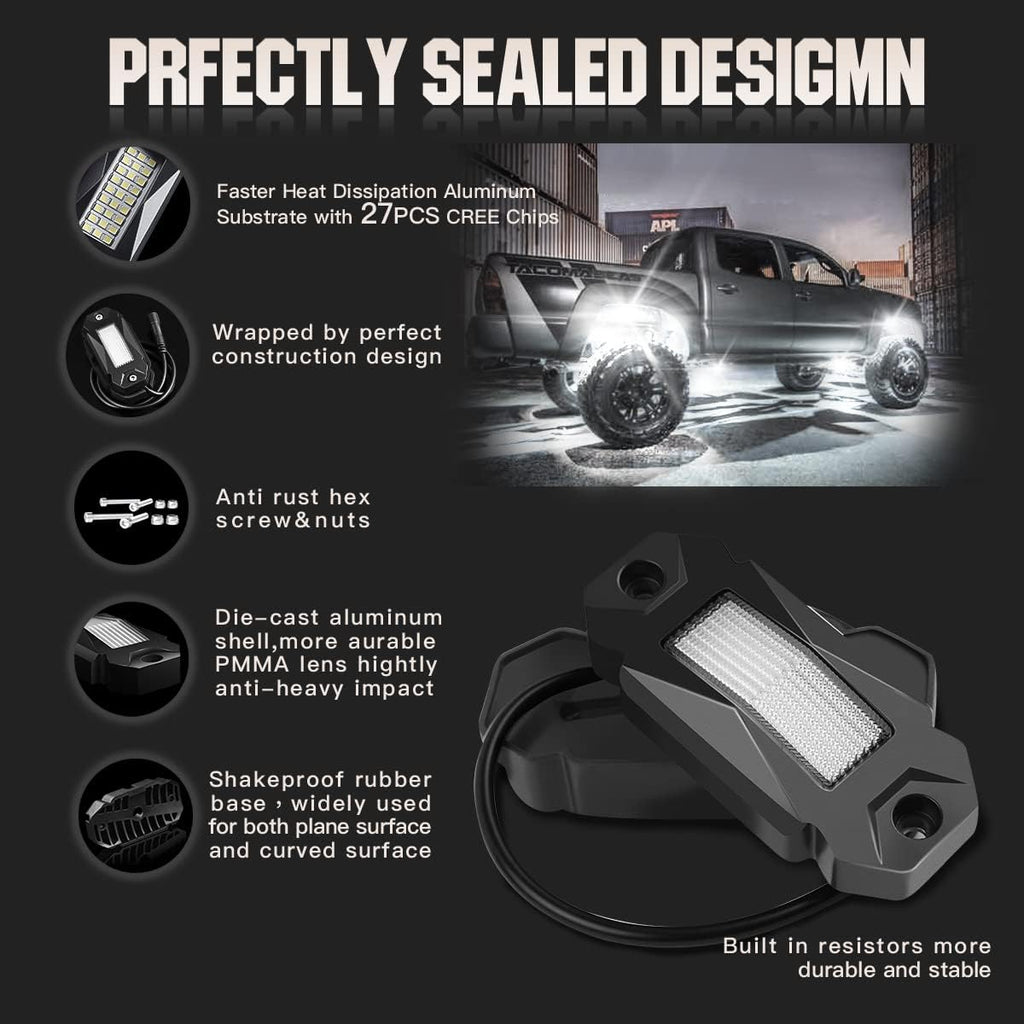 White LED Rock Lights 16PCS V602