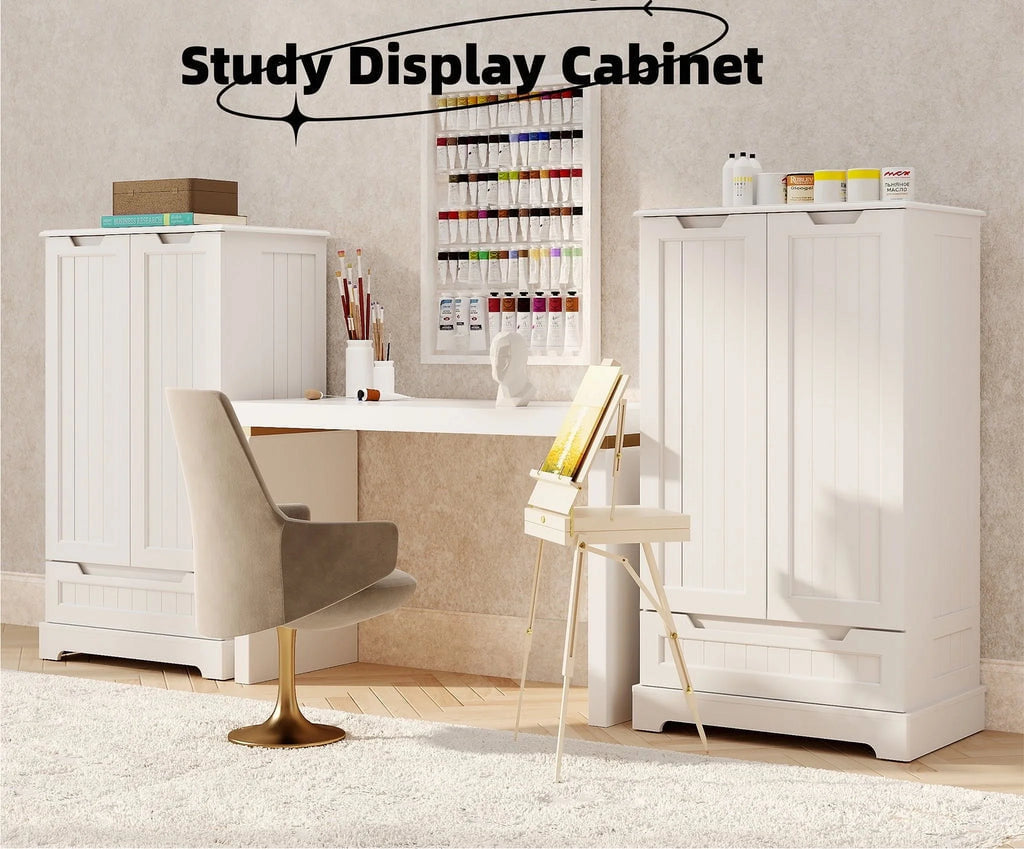 White Kitchen Storage Cabinet with 2 Doors and 1 Drawer Z34086