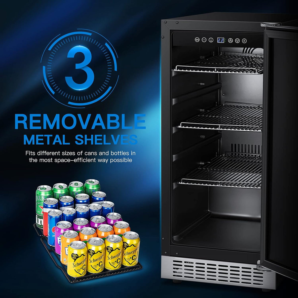 15 Inch 100 Cans Stainless Steel Beverage Cooler R163