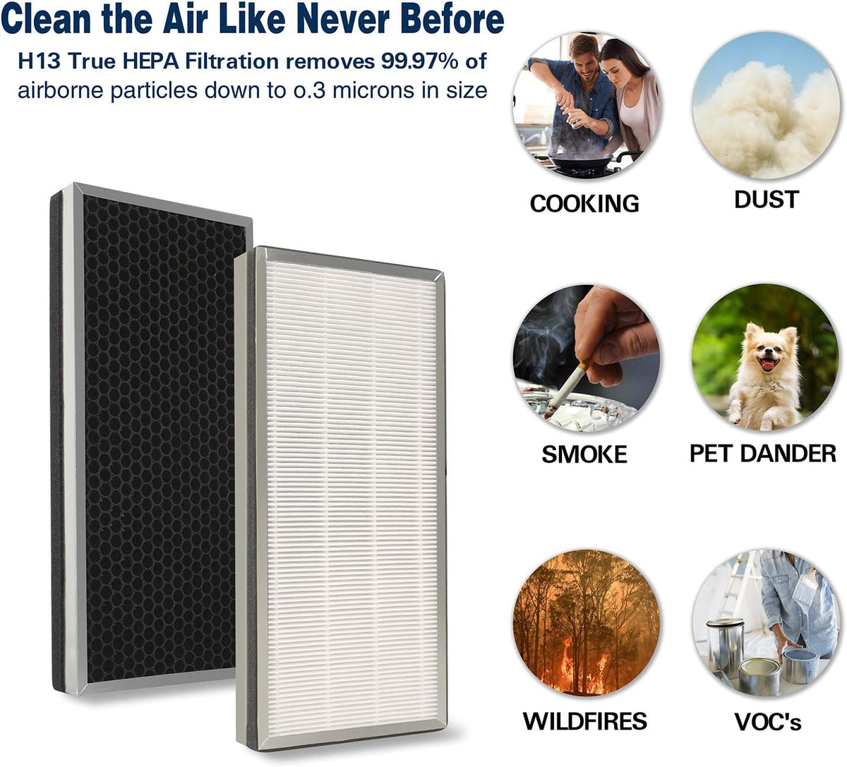 H13 True HEPA Replacement Filter, 3-stage Pre-filter, Activated Carbon Filter Set (2 - Pack) Y820