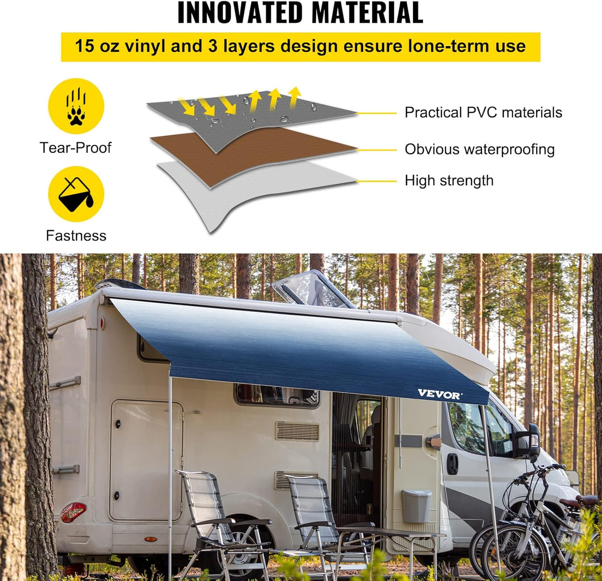 Slate Blue 15oz Vinyl RV Awning Replacement Fabric R4720