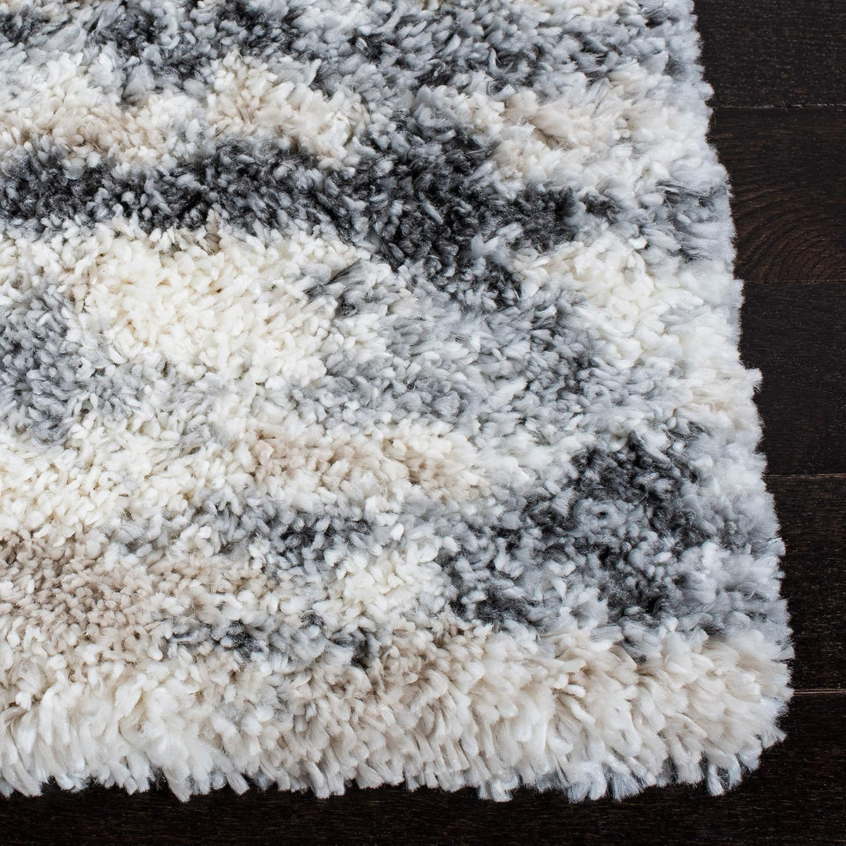 Grey & Ivory 8' x 10' Shag Area Rug F1906
