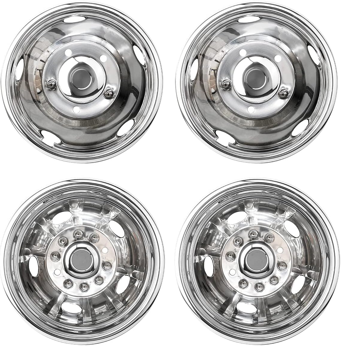 4pc 19.5inch Polished Stainless Steel Dually Wheel Simulators V26273