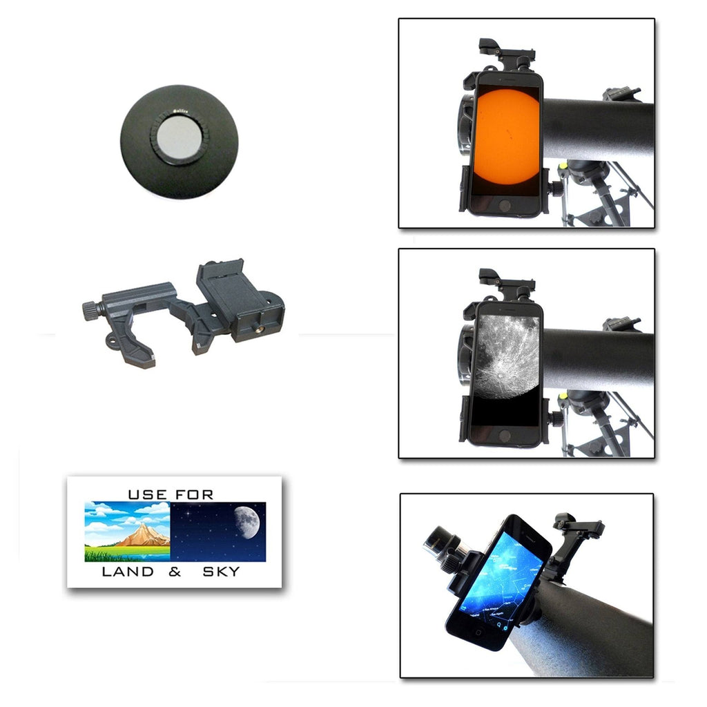800mm x 80mm Astronomical Reflector Telescope with Smartphone Adapter and Solar Filter K183866