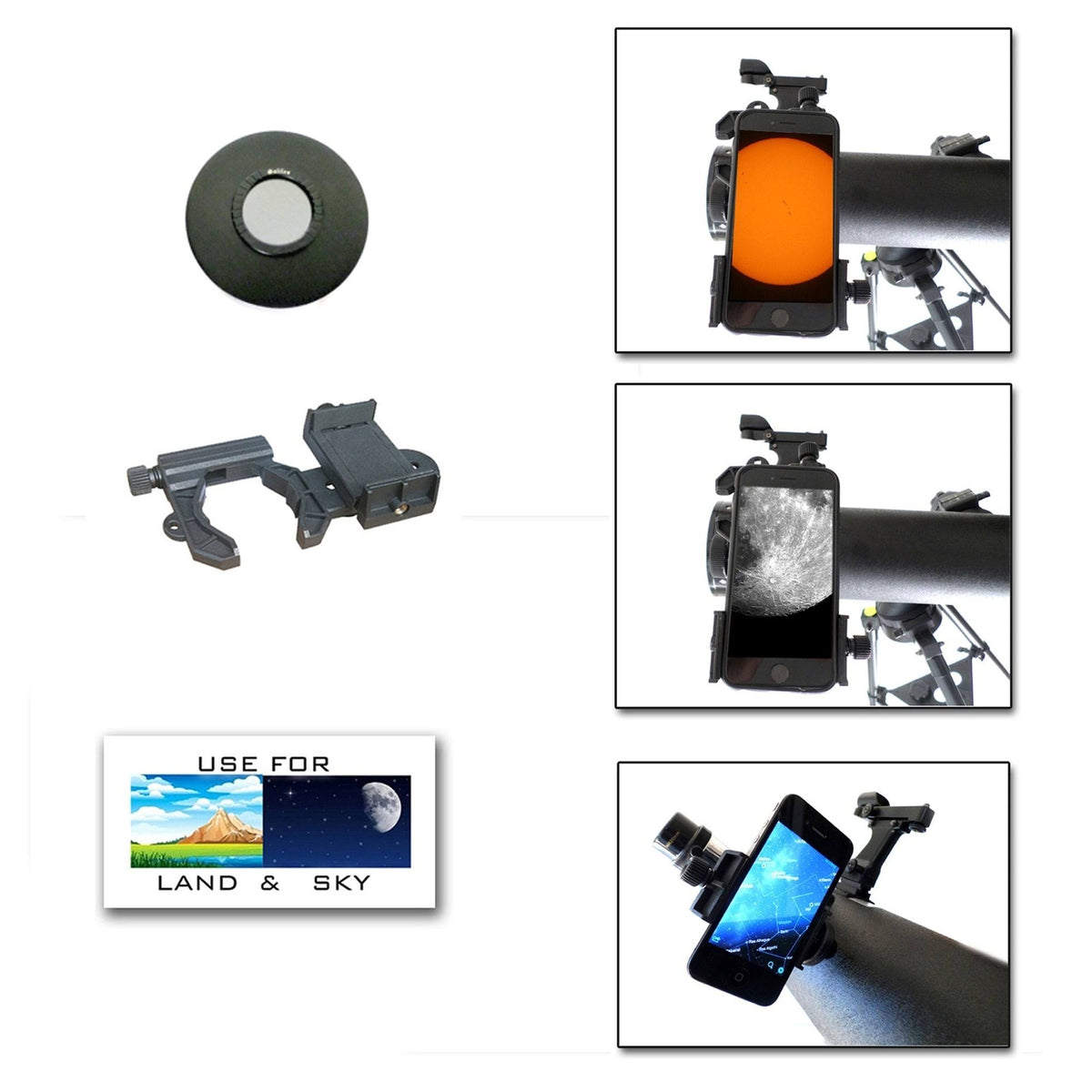 800mm x 80mm Astronomical Reflector Telescope with Smartphone Adapter and Solar Filter K183866