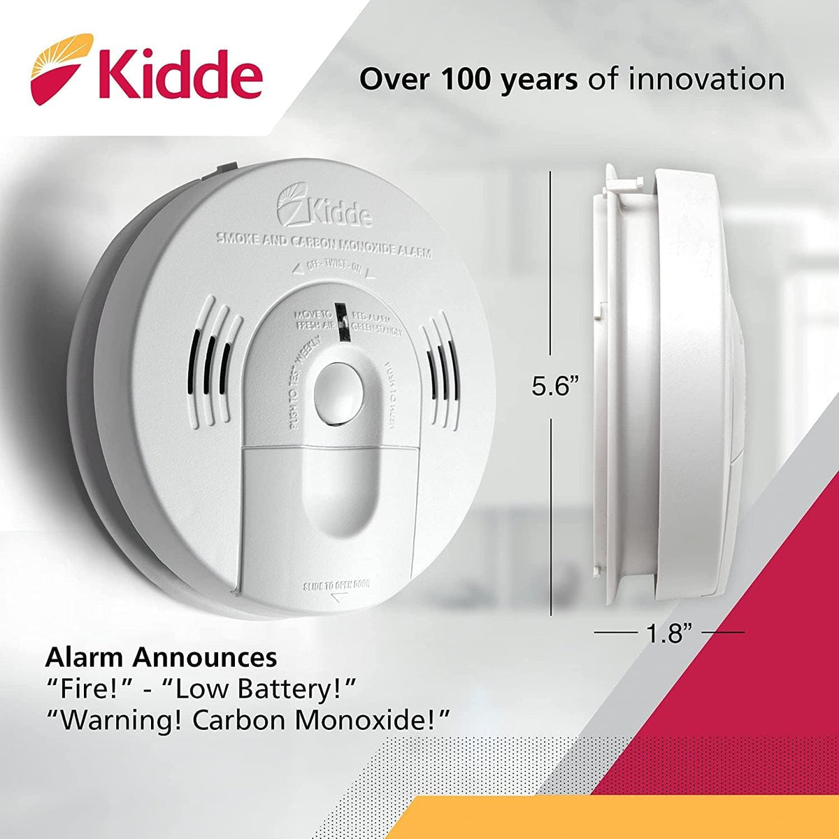 Hardwired Interconnect Smoke & Carbon Monoxide Detector with Battery Backup, Pack of 2 S418