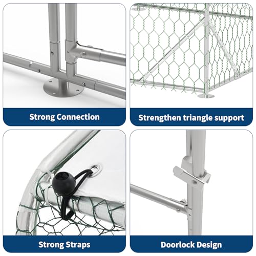 Heavy Duty Walk-in Chicken Coop Metal Poultry Cage with Waterproof UV Cover L526817