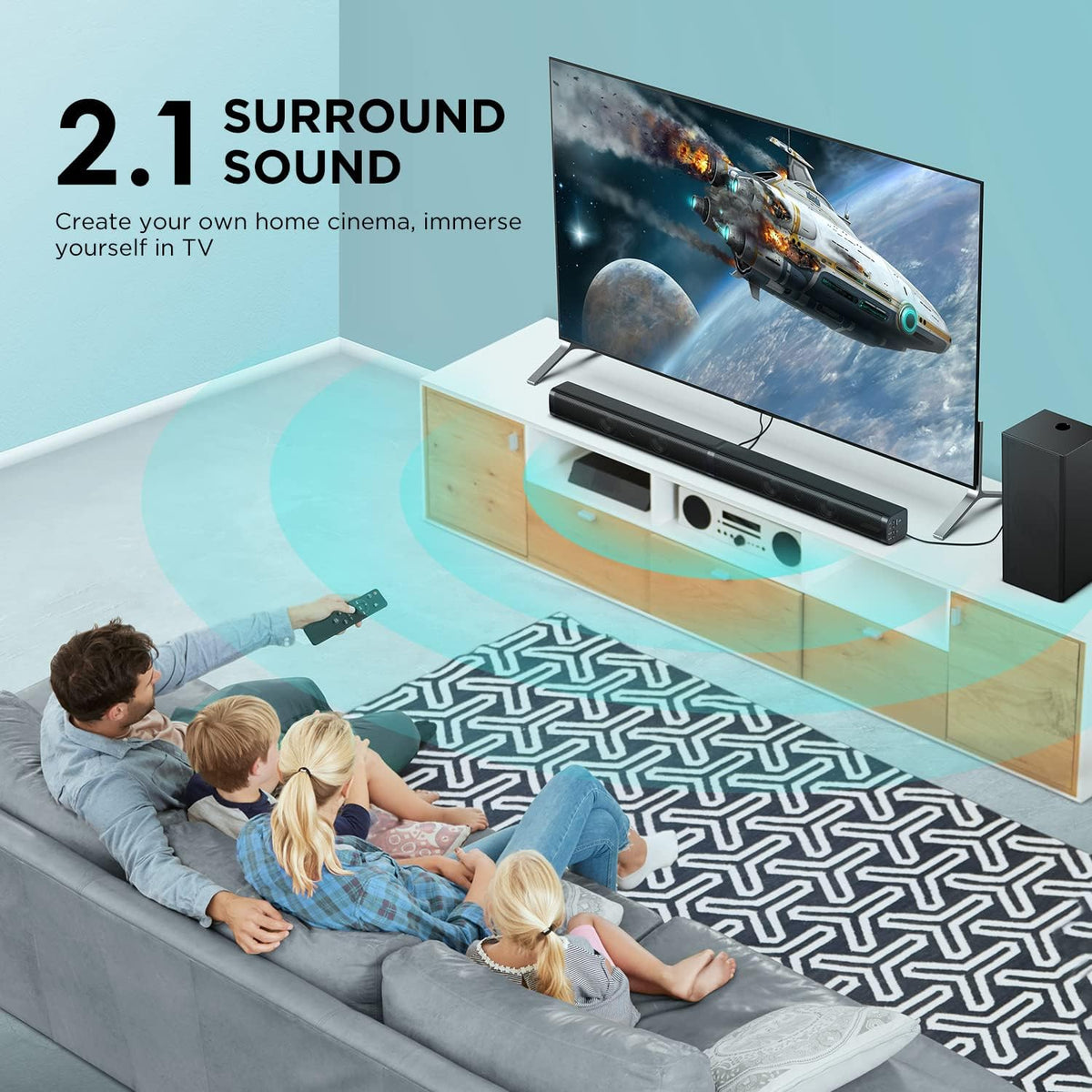 Black 2.1 Channel Sound Bar with Subwoofer X6653