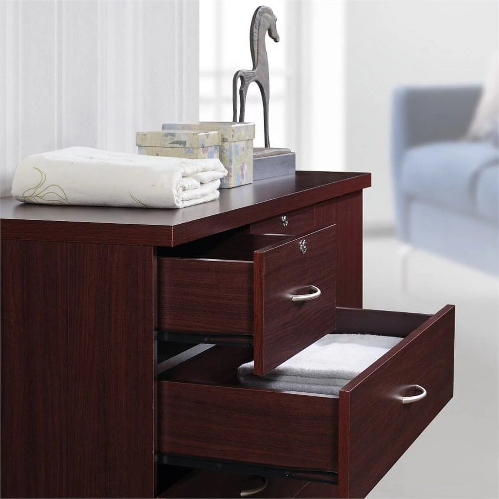 2 Piece Bedroom Set with Captain Bed and Chest in Mahogany Wood W419