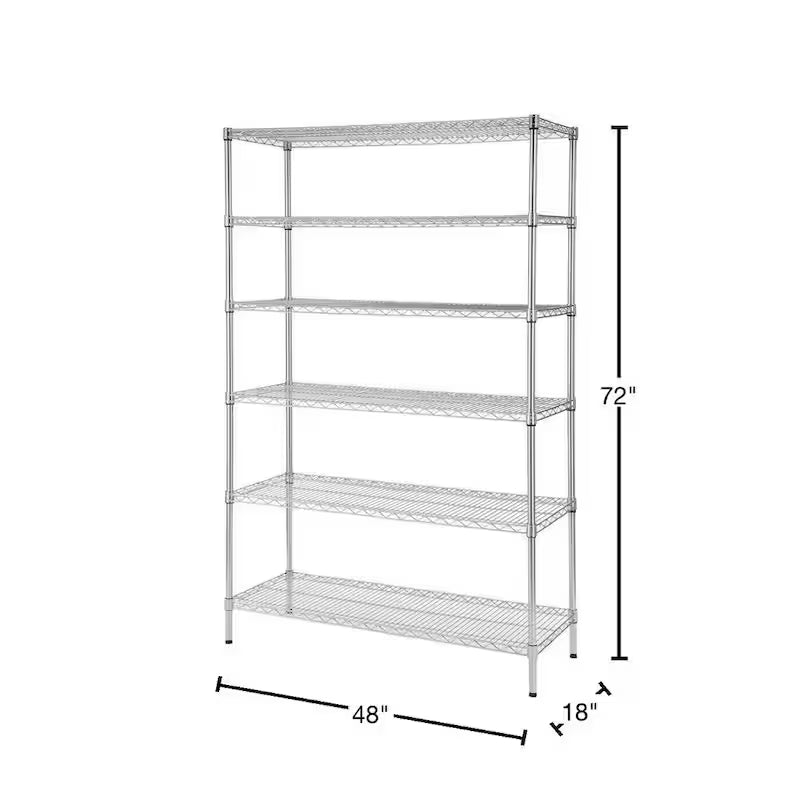 6-Tier Steel Wire Shelving Unit Chrome L751012