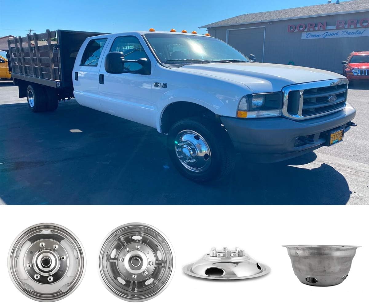 4pc 19.5inch Polished Stainless Steel Dually Wheel Simulators V26273