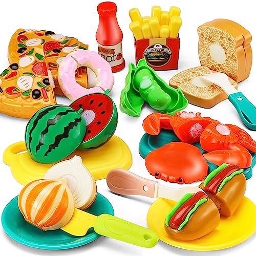 87 Pcs Cutting Play Kitchen Set with Storage Basket P315039