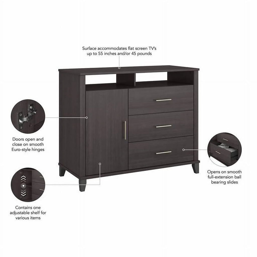 Tall TV Stand with Storage in Storm Gray W804