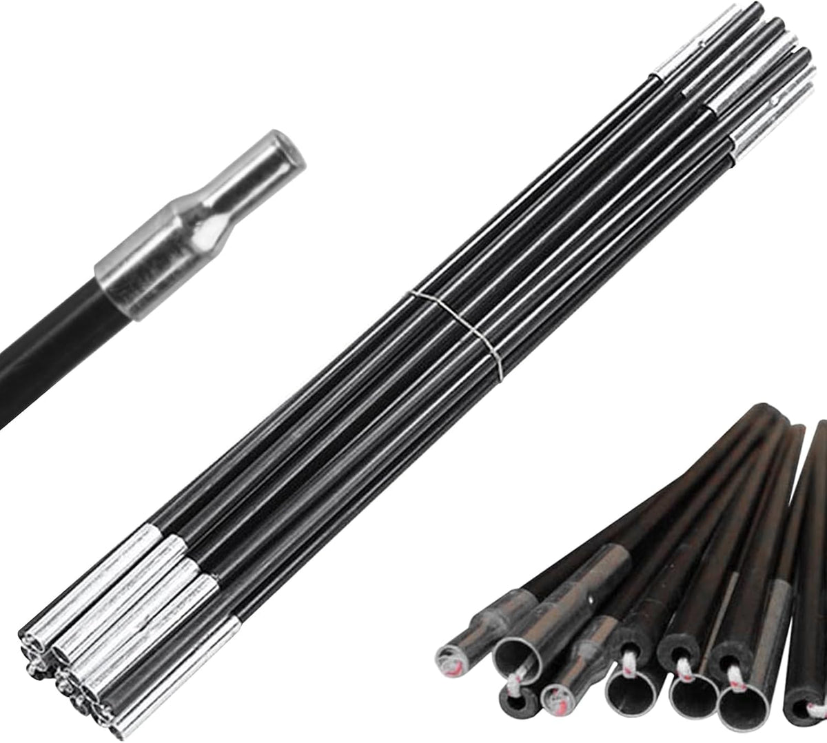 8mm 12.8ft Length Adjustable Fiberglass Tarp Poles 18 Sections D3952