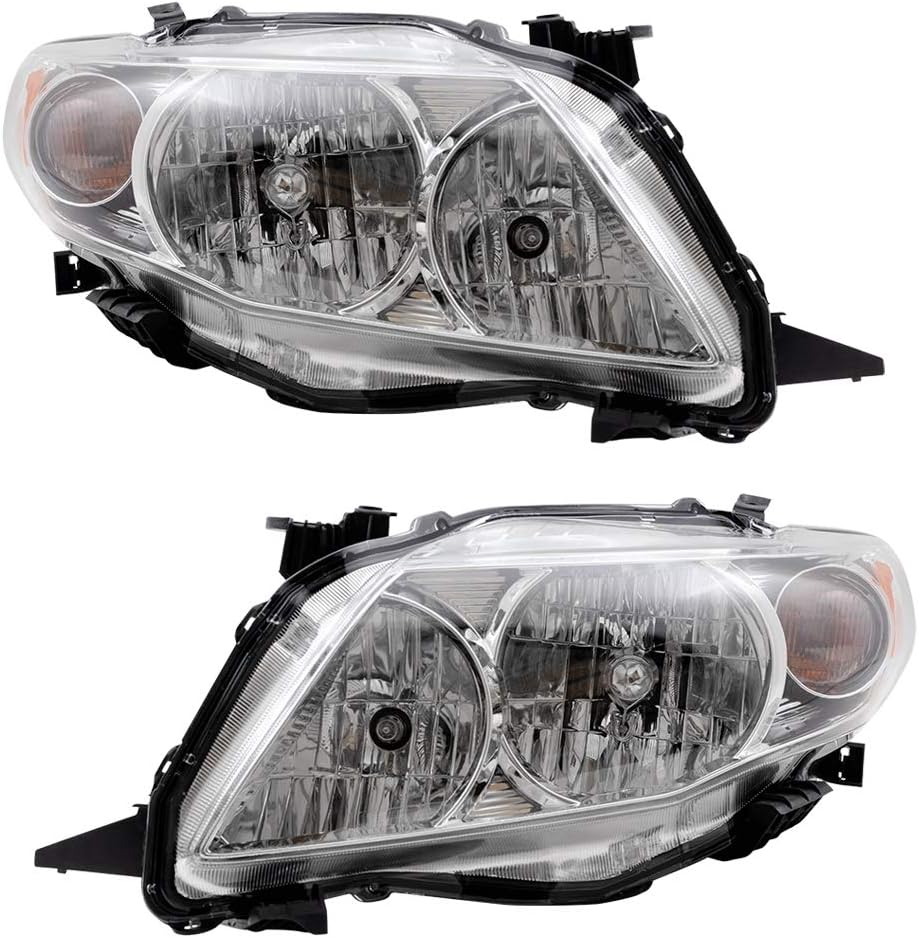 Halogen Combination Headlight Assembly Set for 2009-2010 Toyota Corolla L13793