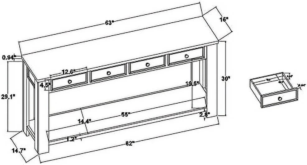 White Console Table with 4 Drawers and Shelves S16937