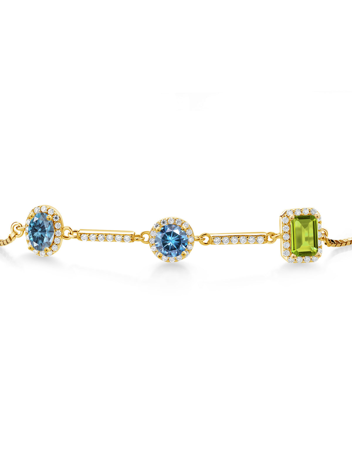 18K Yellow Gold Plated Silver Bracelet Persian Blue Moissanite (1.55 Cttw) K459