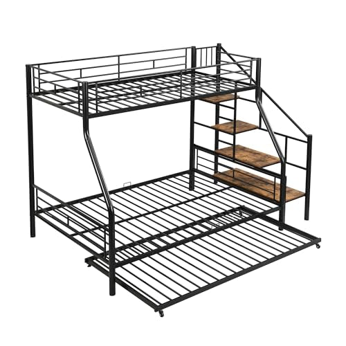 Twin Over Twin Metal Bunk Bed with Drawers (Black) Z907095
