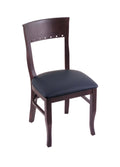 Dark Cherry Finish Dark Blue Seat Chair J34501