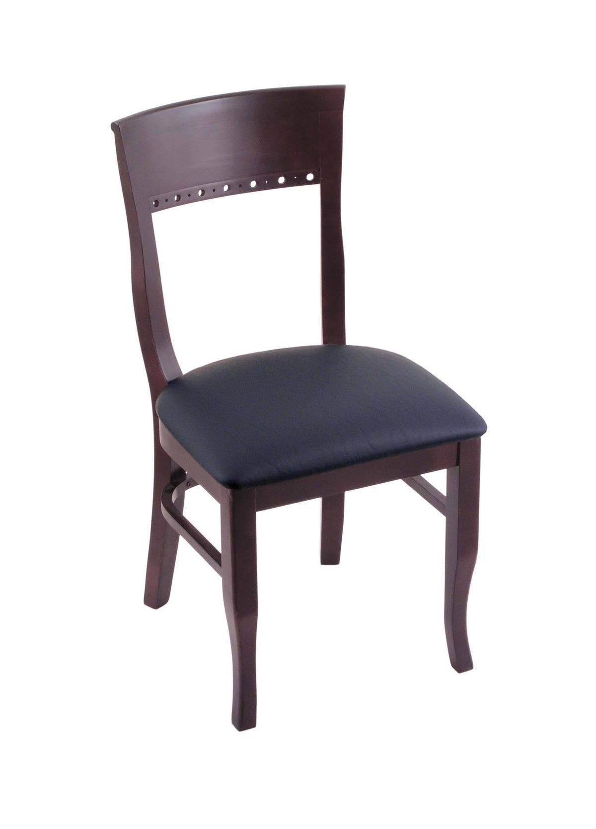 Dark Cherry Finish Dark Blue Seat Chair J34501