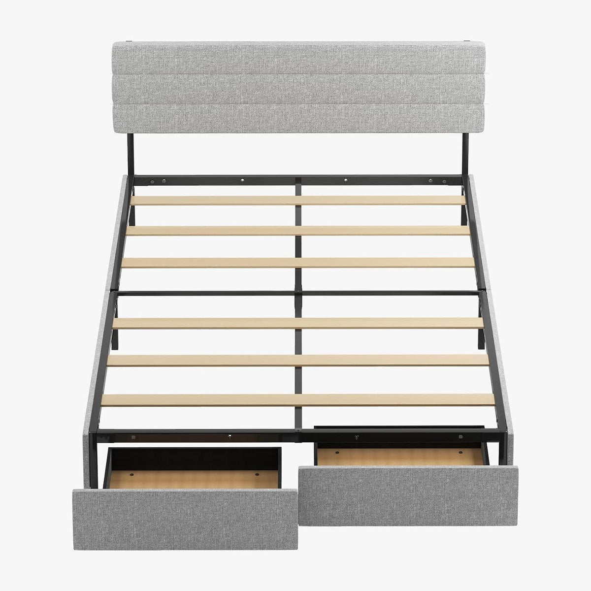 Light Grey King Size Bed Frame with 2 Storage Drawers K452