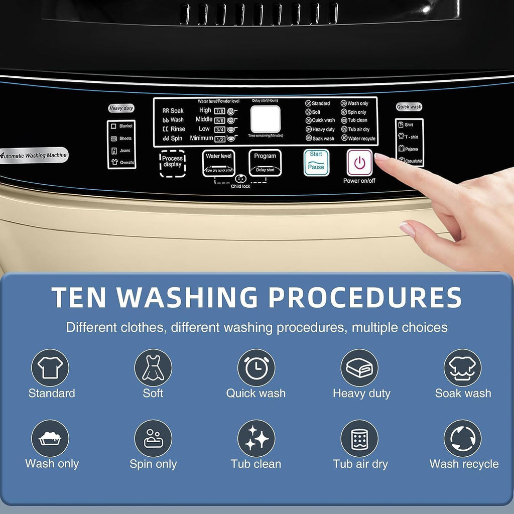15.6Lbs Full Automatic Washing Machine with LED Display C8418